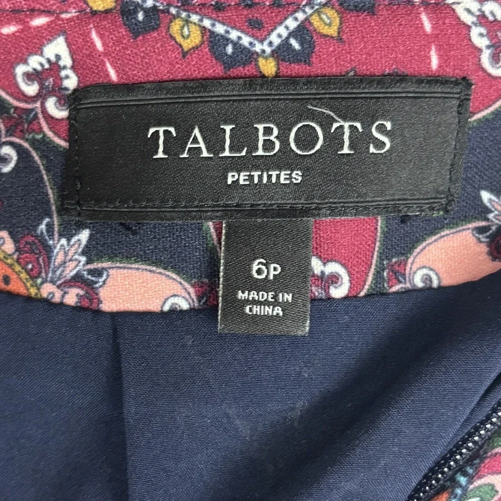 TALBOTS Women's Pink/Black/Red Geometric Knee Length Lined Skirt Size 6P‎